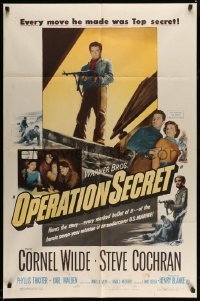 3p618 OPERATION SECRET 1sh '52 Cornel Wilde, Cochran, mission of an undercover U.S. Marine!