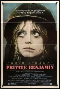 3p681 PRIVATE BENJAMIN 1sh '80 funny image of depressed soldier Goldie Hawn!