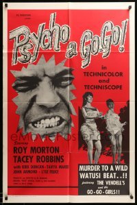 3p683 PSYCHO A GO-GO 1sh '66 Al Adamson's most terrifying psycho of all & those wild go-go girls!