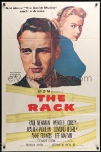 3p688 RACK 1sh '56 art of young Paul Newman & sexy Anne Francis, written by Rod Serling!