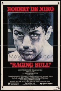 3p689 RAGING BULL 1sh '80 Martin Scorsese, Kunio Hagio art of boxer Robert De Niro!