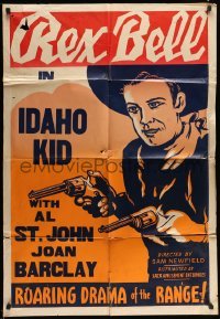 3p708 REX BELL 1sh '40s cool art of the cowboy star with two guns, Idaho Kid!