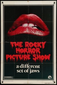 3p713 ROCKY HORROR PICTURE SHOW style A 1sh '75 c/u lips image, a different set of jaws!