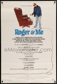 3p714 ROGER & ME 1sh '89 1st Michael Moore documentary, about General Motors CEO Roger Smith!