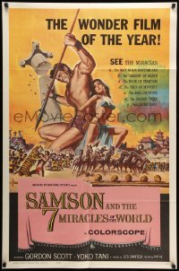 3p724 SAMSON & THE 7 MIRACLES OF THE WORLD 1sh '62 Maciste Alla Corte Del Gran Khan, sexy art!