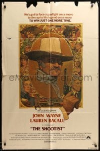 3p765 SHOOTIST 1sh '76 best Richard Amsel artwork of cowboy John Wayne & cast!