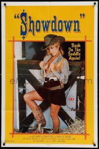 3p767 SHOWDOWN 1sh '86 sexy cowgirl Gina Carrera is back in the saddle again!