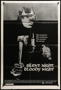 3p769 SILENT NIGHT BLOODY NIGHT 1sh '73 the mansion, the madness, the maniac, no escape!