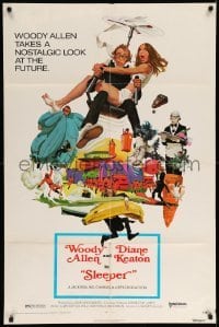 3p780 SLEEPER 1sh '74 time traveler Woody Allen, Diane Keaton, wacky sci-fi!