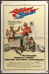 3p782 SMOKEY & THE BANDIT 1sh '77 art of Burt Reynolds, Sally Field & Jackie Gleason by Solie!