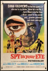 3p803 SPY IN YOUR EYE 1sh '66 Dana Andrews has sexier gals and groovier gimmicks, cool art!