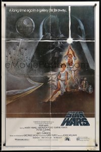 3p814 STAR WARS style A fourth printing 1sh '77 George Lucas classic sci-fi epic, art by Tom Jung!