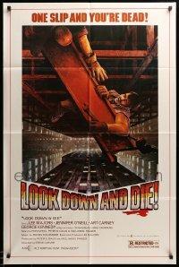 3p820 STEEL 1sh '79 Lee Majors, Jennifer O'Neill, cool action artwork, Look Down and Die!