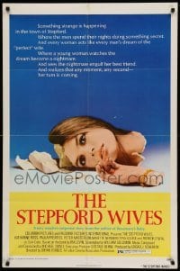 3p822 STEPFORD WIVES 1sh '75 wild image of shattered Katharine Ross, from Ira Levin's novel!