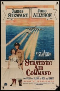 3p828 STRATEGIC AIR COMMAND 1sh '55 pilot James Stewart, June Allyson, cool airplane art!