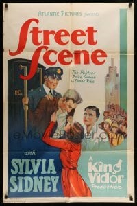 3p830 STREET SCENE 1sh R38 King Vidor story of Sylvia Sidney in New York's Hell's Kitchen, rare!