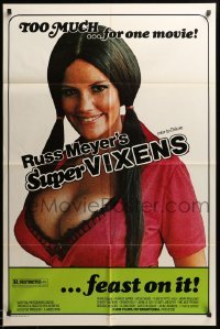3p844 SUPER VIXENS 1sh '75 Russ Meyer, super sexy Shari Eubank is TOO MUCH for one movie!