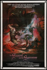3p855 SWORD & THE SORCERER style B 1sh '82 magic, dungeons, dragons, art by Peter Andrew Jones!