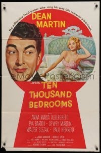 3p874 TEN THOUSAND BEDROOMS style D 1sh '57 Dean Martin & sexy Anna Maria Alberghetti in bed!