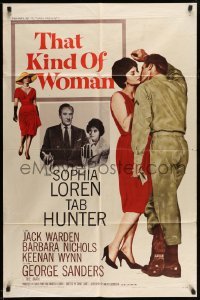 3p883 THAT KIND OF WOMAN 1sh '59 images of sexy Sophia Loren, Tab Hunter & George Sanders!
