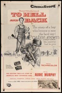 3p919 TO HELL & BACK military 1sh '55 Audie Murphy's life story as a kid soldier in World War II!
