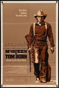 3p923 TOM HORN 1sh '80 see cowboy Steve McQueen in the title role before he sees you!