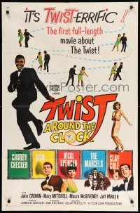 3p941 TWIST AROUND THE CLOCK 1sh '62 Chubby Checker in the first full-length Twist movie!