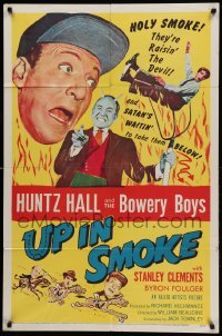 3p948 UP IN SMOKE 1sh '57 Huntz Hall & the Bowery Boys are raisin' the Devil, who is pictured!