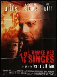 3r027 12 MONKEYS French 1p '95 Bruce Willis, Brad Pitt, Terry Gilliam directed sci-fi, different!