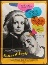 3r054 APRIL FOOLS French 1p '69 romantic close up of Jack Lemmon & pretty Catherine Deneuve!