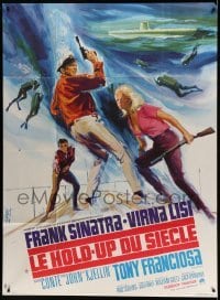 3r058 ASSAULT ON A QUEEN French 1p '67 different art of Frank Sinatra & sexy Virna Lisi by Landi!