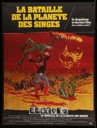 3r072 BATTLE FOR THE PLANET OF THE APES French 1p '73 great artwork of war between apes & humans!