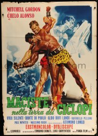 3r774 ATLAS AGAINST THE CYCLOPS Italian 1p '61 art of men battling + sexy Chelo Alonso by De Seta!
