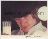 3s007 CLOCKWORK ORANGE color 8x10 still #5 '72 Kubrick classic, image of Malcolm McDowell with milk!