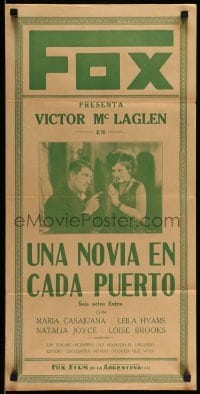 3t719 GIRL IN EVERY PORT Argentinean 14x28 '28 Victor McLaglen & Maria Alba, Louise Brooks, rare!