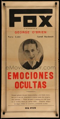 3t752 MASKED EMOTIONS Argentinean 14x28 '29 completely different image of George O'Brien, rare!