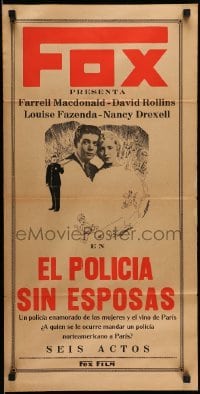 3t772 RILEY THE COP Argentinean 14x28 '28 John Ford, Louise Fazenda, completely different, rare!