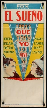 3t791 SUNNY SIDE UP Argentinean 14x28 '29 completely different art of Janet Gaynor, Farrell!