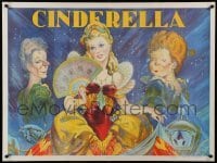 3t150 CINDERELLA stage play British quad '30s beautiful stone litho with her wicked step-sisters!