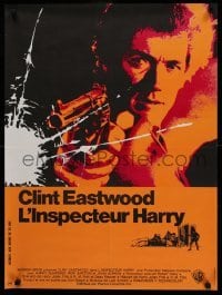 3t565 DIRTY HARRY French 23x30 '72 cool art of Clint Eastwood w/gun, Don Siegel crime classic!