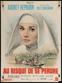 3t572 NUN'S STORY French 24x32 R60s great Mascii art of religious missionary Audrey Hepburn!