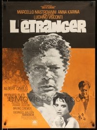 3t579 STRANGER French 23x31 '68 Luchino Visconti's Lo Straniero, art of Marcello Mastroianni!