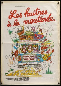3t591 AUSTERN MIT SENF French 16x22 '82 incredibly different, wacky skiing trip art!