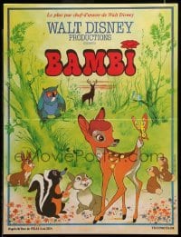 3t593 BAMBI French 16x21 R70s Walt Disney cartoon deer classic, great art with Thumper & Flower!