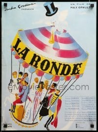 3t627 LA RONDE French 16x21 R70s Max Ophuls, different carousel artwork by Michel Gerard!