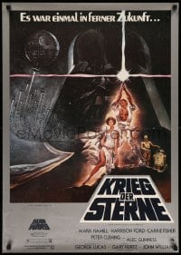 3t142 STAR WARS German '77 George Lucas sci-fi epic, classic artwork by Tom Jung!