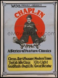 3t047 CHAPLIN Indian '73 image of Charlie with cane wearing roller skates!