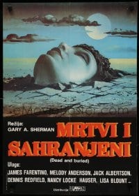 3t317 DEAD & BURIED Yugoslavian 19x27 '81 horror art of person buried up to the neck by Campanile!