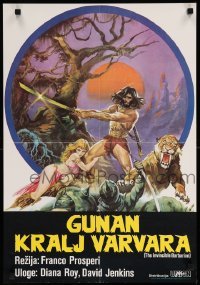 3t338 INVINCIBLE BARBARIAN Yugoslavian 19x27 '82 Gunan il Guerriero, Franco Prosperi, cool art!