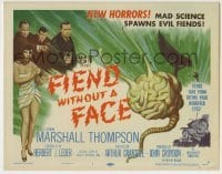 3x159 FIEND WITHOUT A FACE TC '58 giant brain & sexy girl in towel, mad science spawns evil!